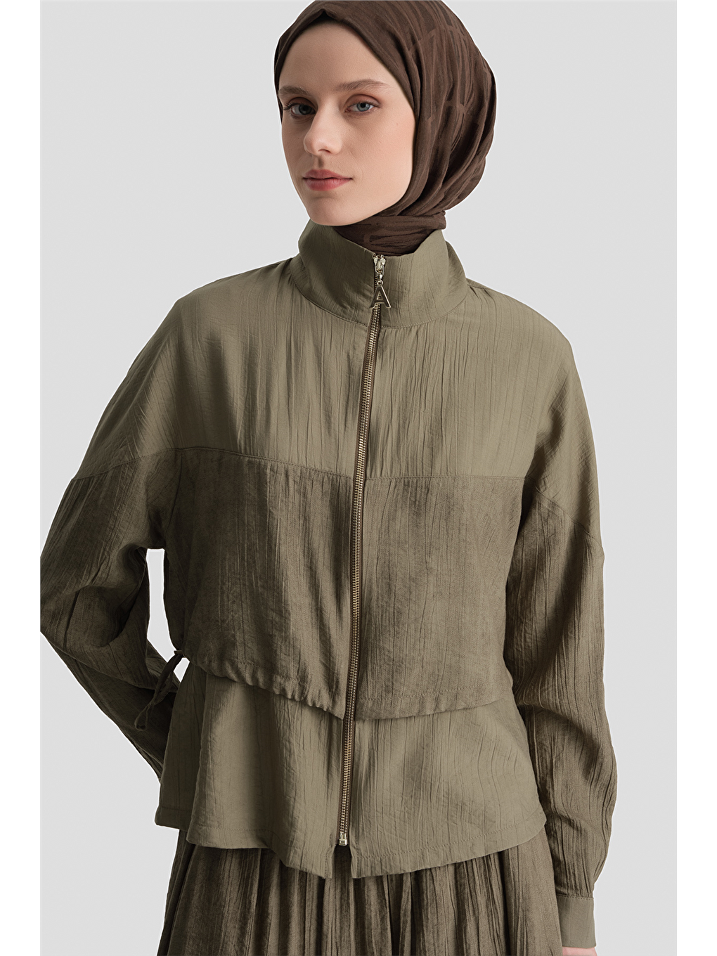 Efekt Kumaşlı Ceketli Takım Haki-1