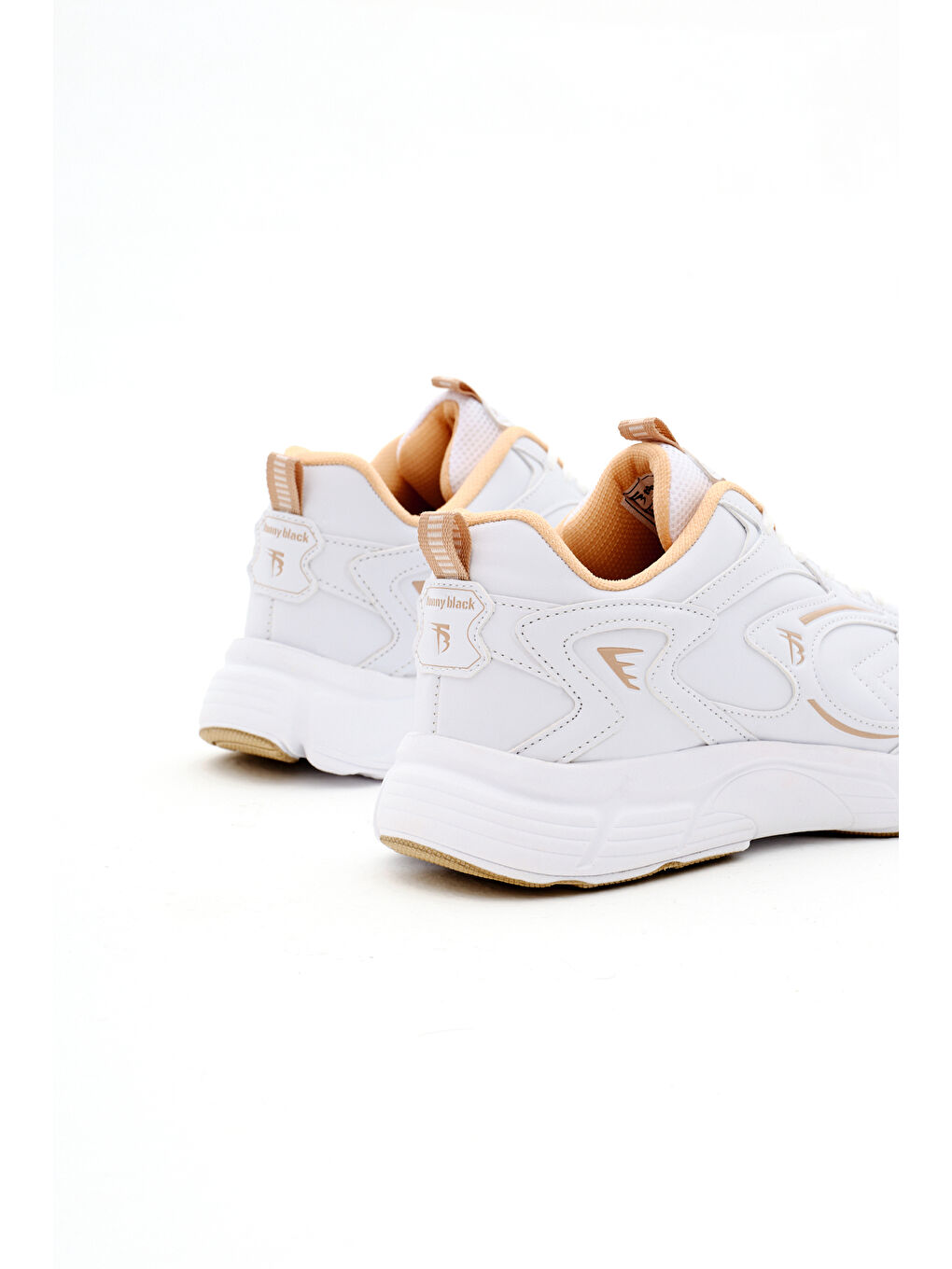 Unisex Beyaz Bej Rahat Kalıp Yüksek Faylon Taban Bağcıklı Spor Ayakkabı-4
