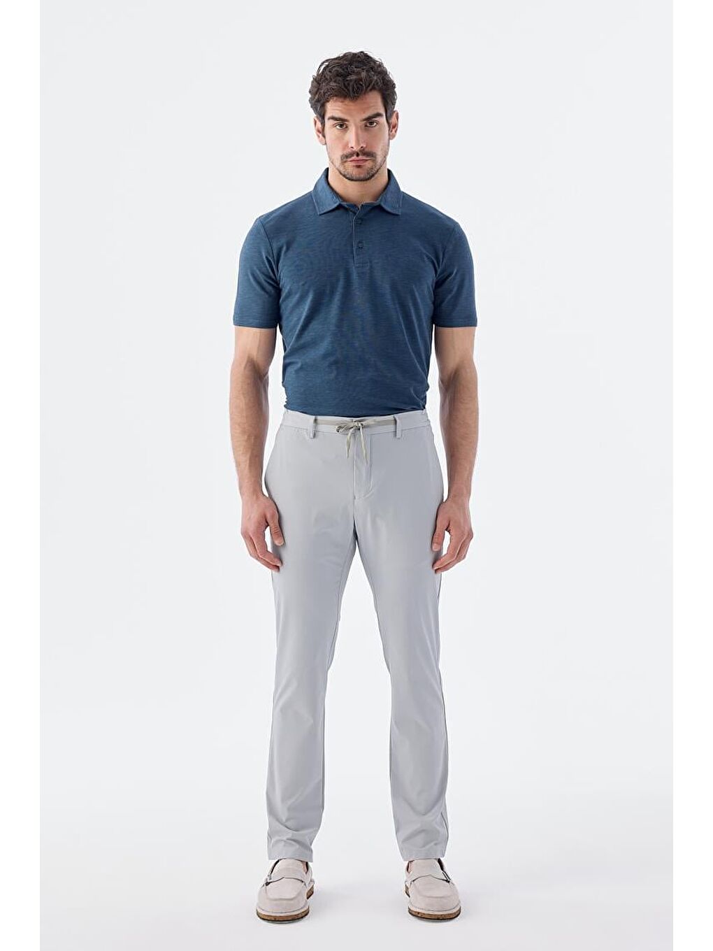 Gri Comfort Fit Lastikli Spor Pantolon-1