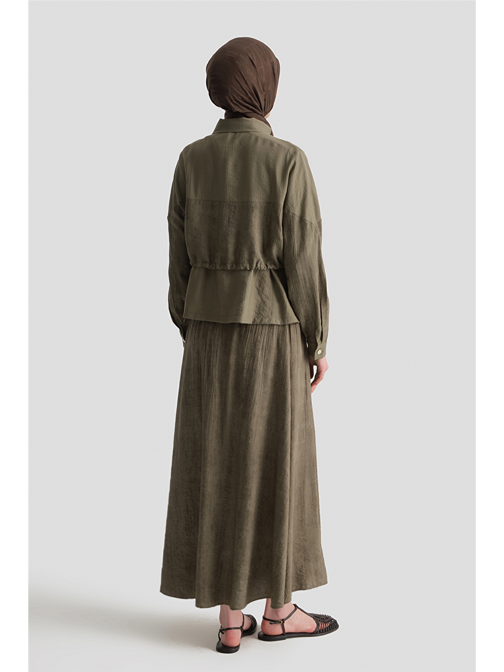 Efekt Kumaşlı Ceketli Takım Haki-3