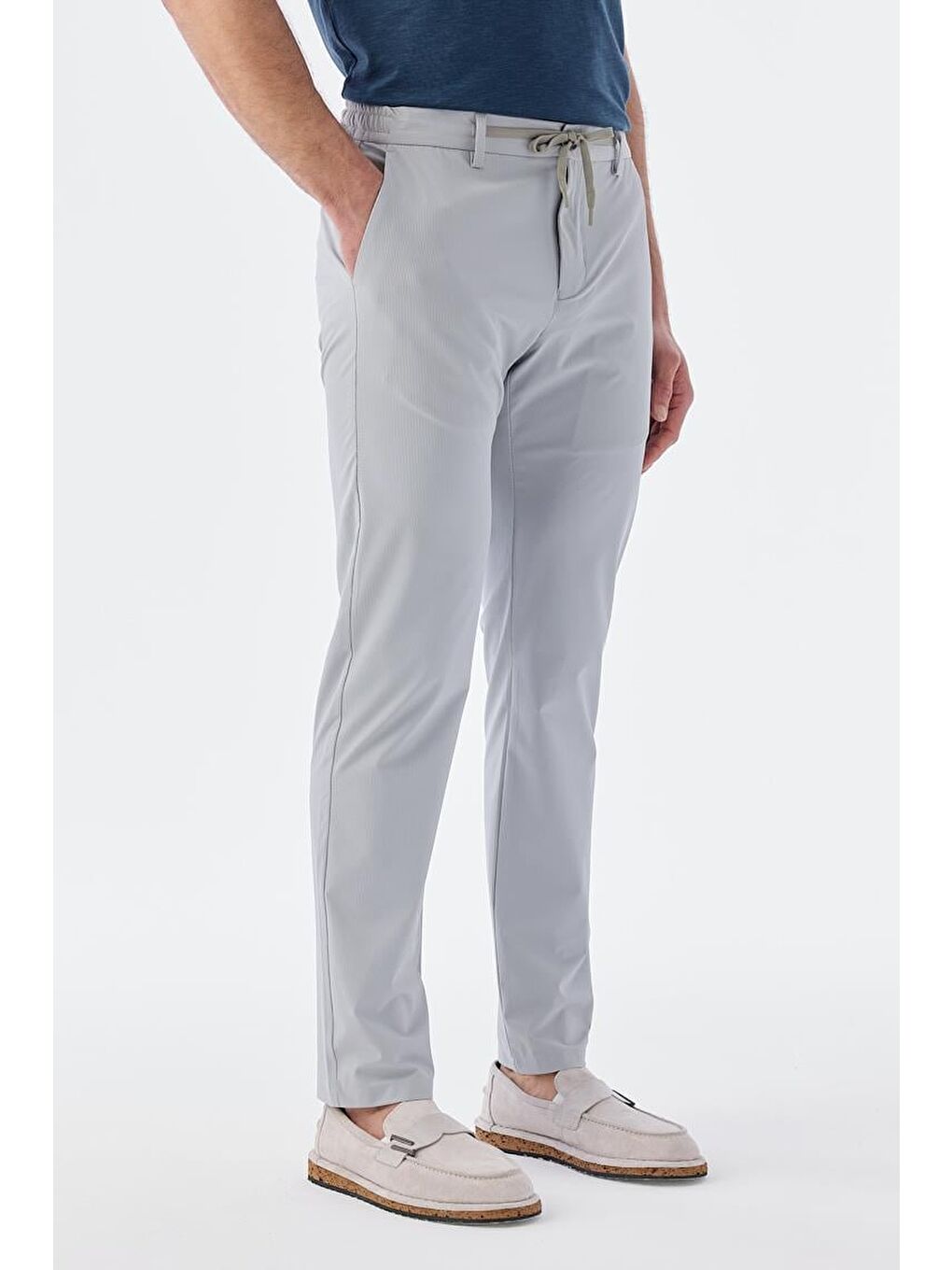 Gri Comfort Fit Lastikli Spor Pantolon-2