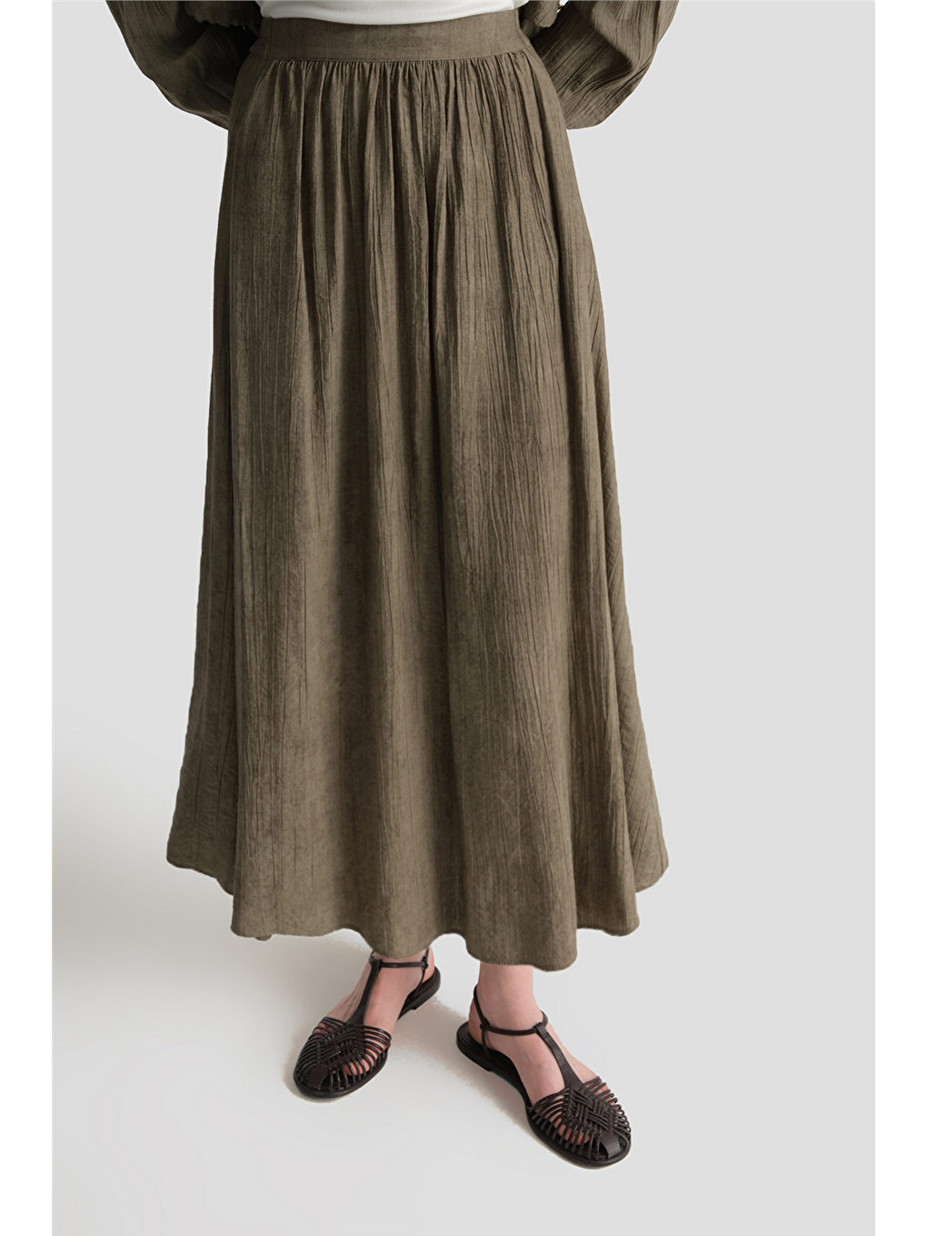 Efekt Kumaşlı Ceketli Takım Haki-4