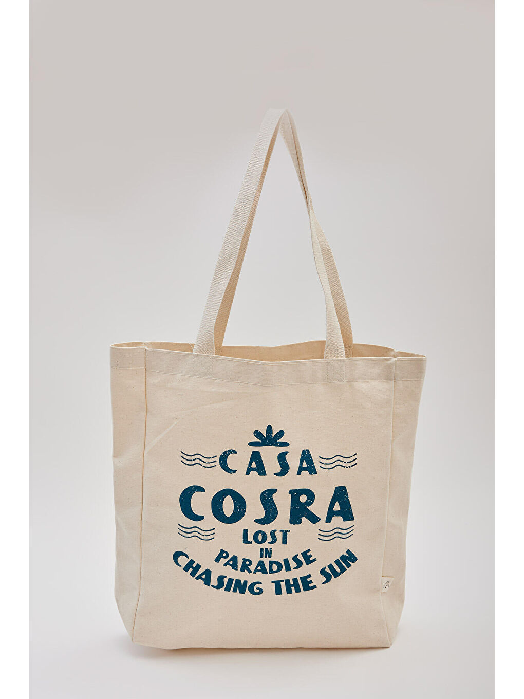 Turkuaz Baskılı Körüklü Bez Çanta Casa-Petrol