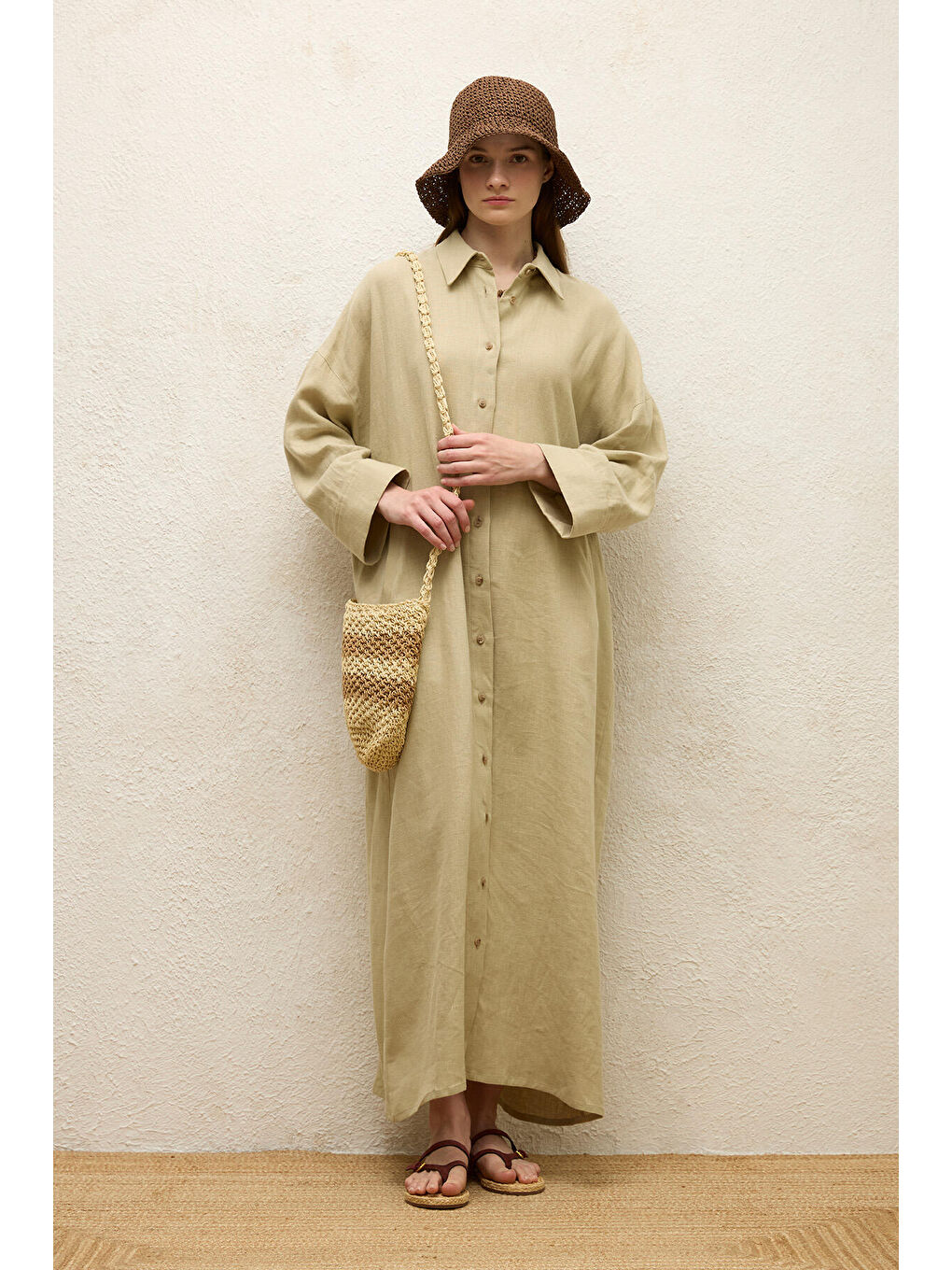 Yeşil Keten Elbise Adaçayı