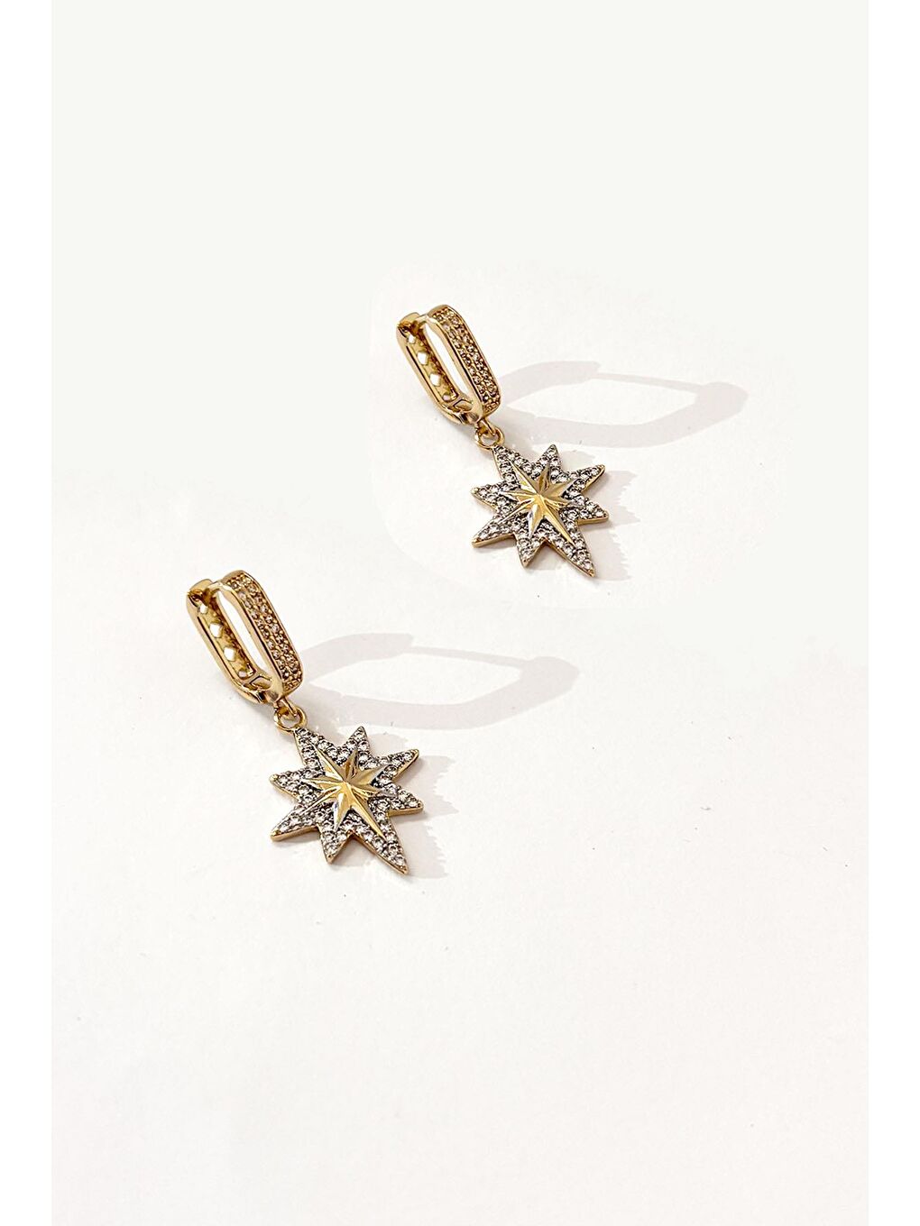 Sarı Taşlı Kuzey Yıldızı Sallantılı Küpe-2