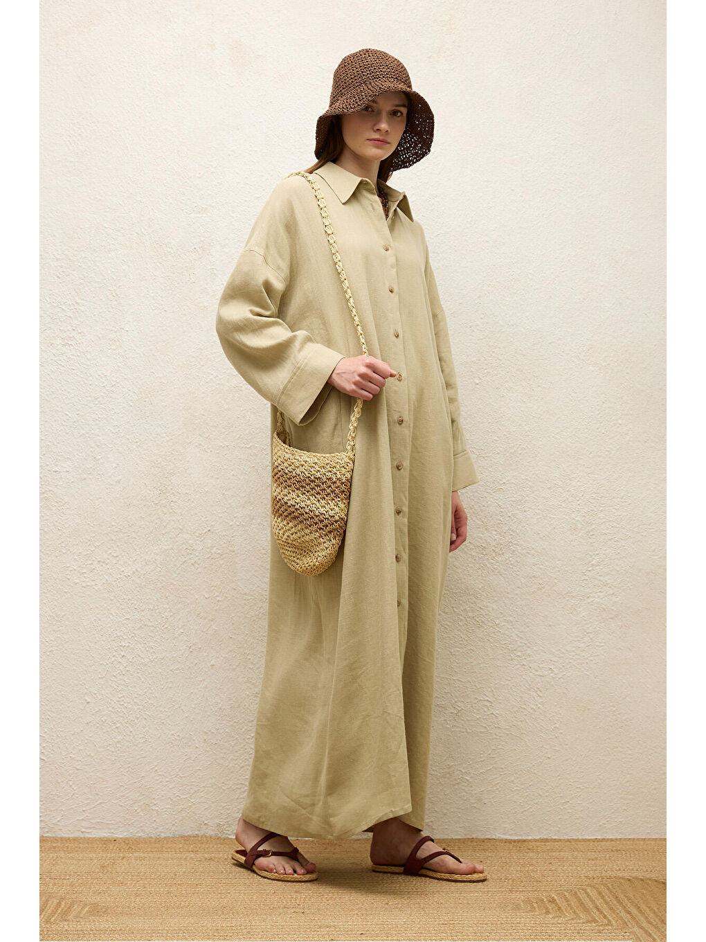 Yeşil Keten Elbise Adaçayı-2