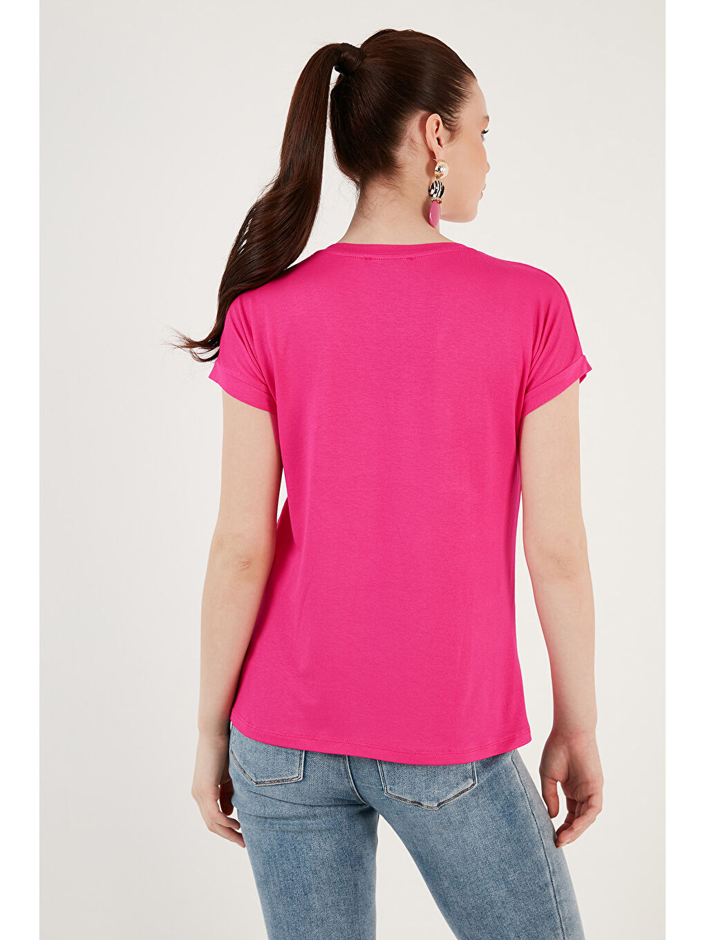 Siyah V Yaka Relaxed Fit Yırtmaç Detaylı 2'li Paket Bluz 5862000S2-4