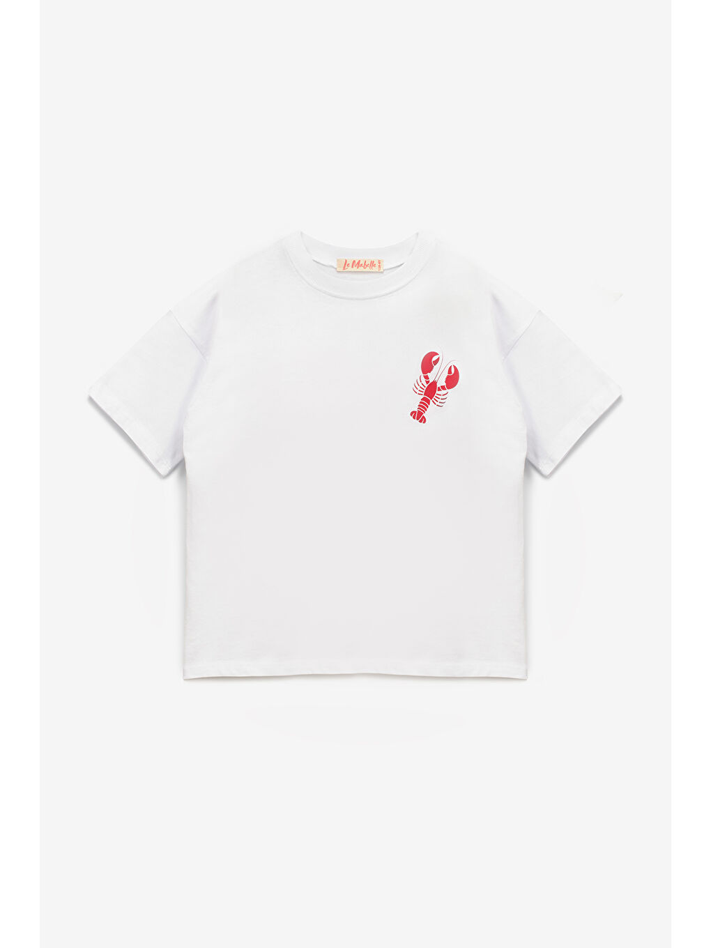 Beyaz Istakoz Desenli Çocuk Tişört