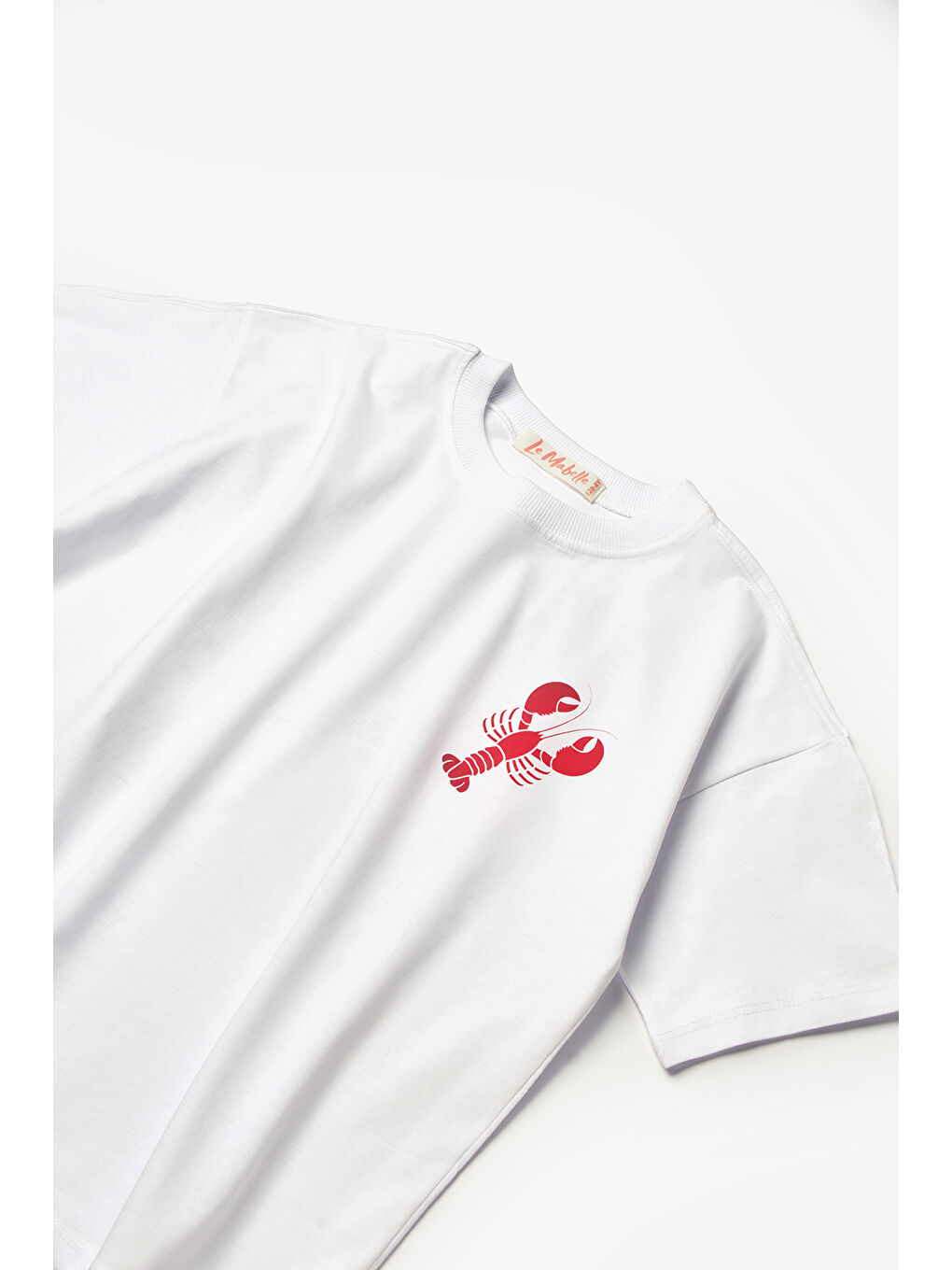 Beyaz Istakoz Desenli Çocuk Tişört-2