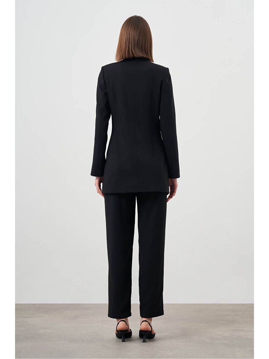 Yakasız Blazer Siyah Ceket-4