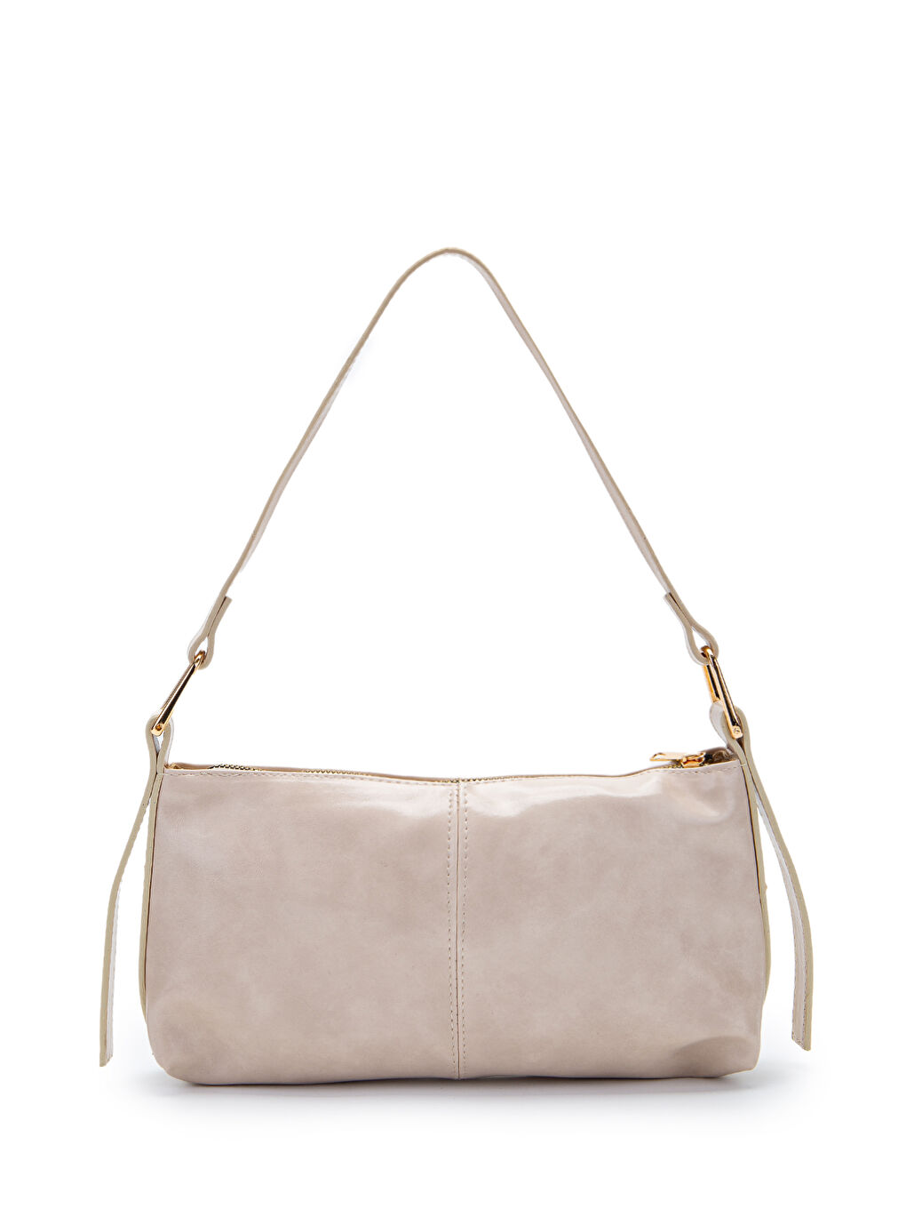 Kahverengi Suni Deri Baget Kadın Kol Çanta Sarah Krem