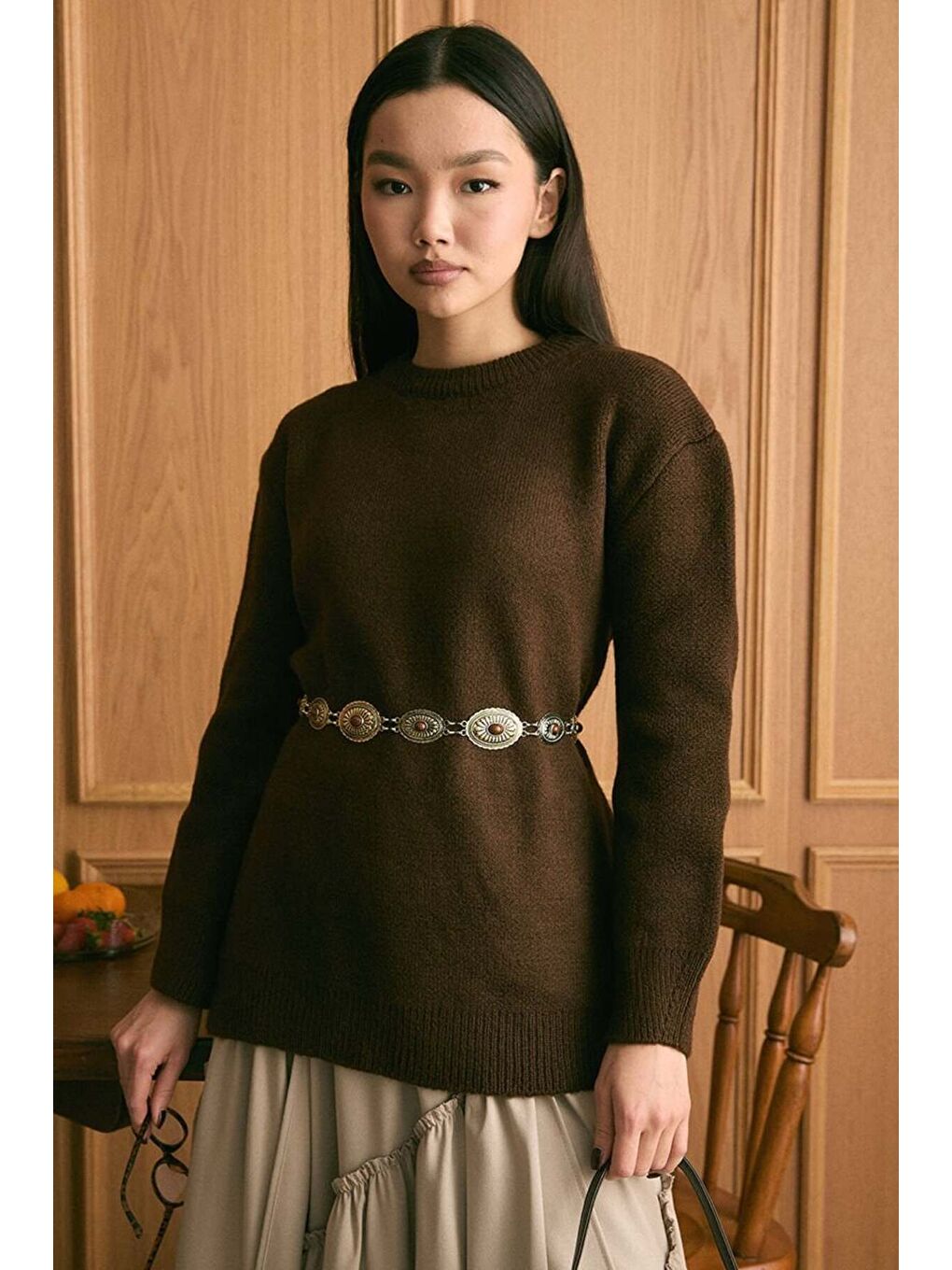 Kahverengi Acı Kahve Triko Kazak-1