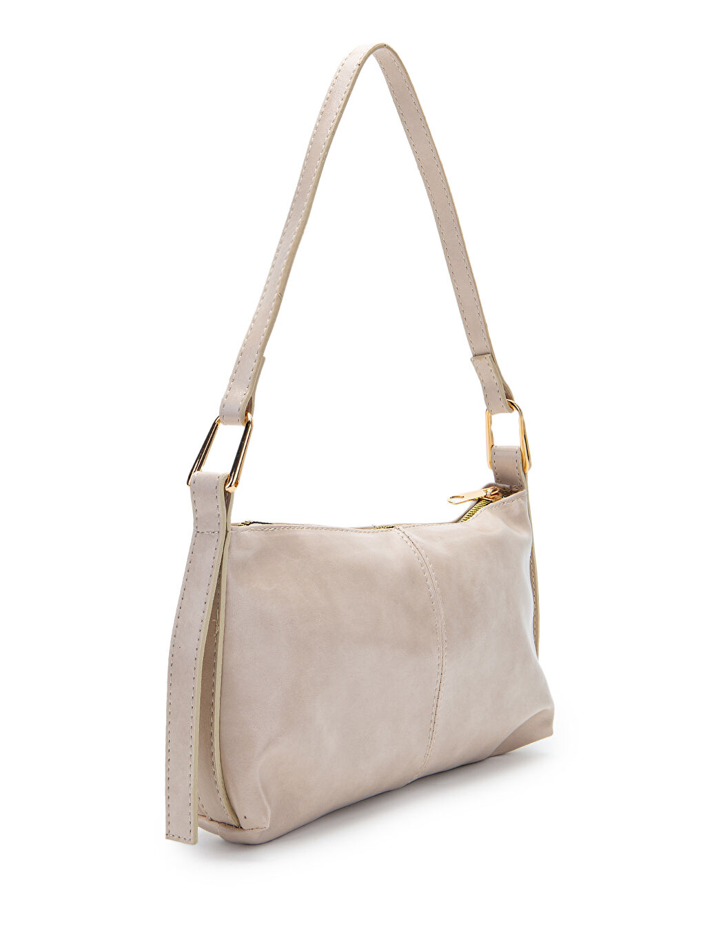 Kahverengi Suni Deri Baget Kadın Kol Çanta Sarah Krem-1