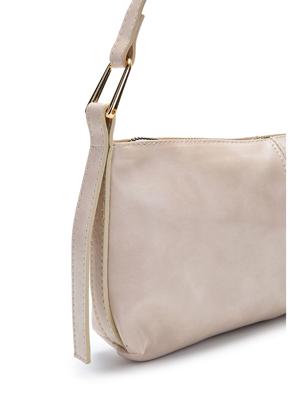 Kahverengi Suni Deri Baget Kadın Kol Çanta Sarah Krem-2