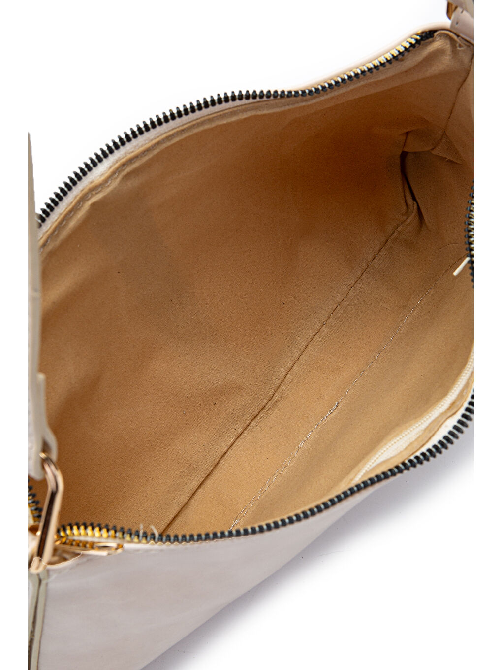 Kahverengi Suni Deri Baget Kadın Kol Çanta Sarah Krem-4