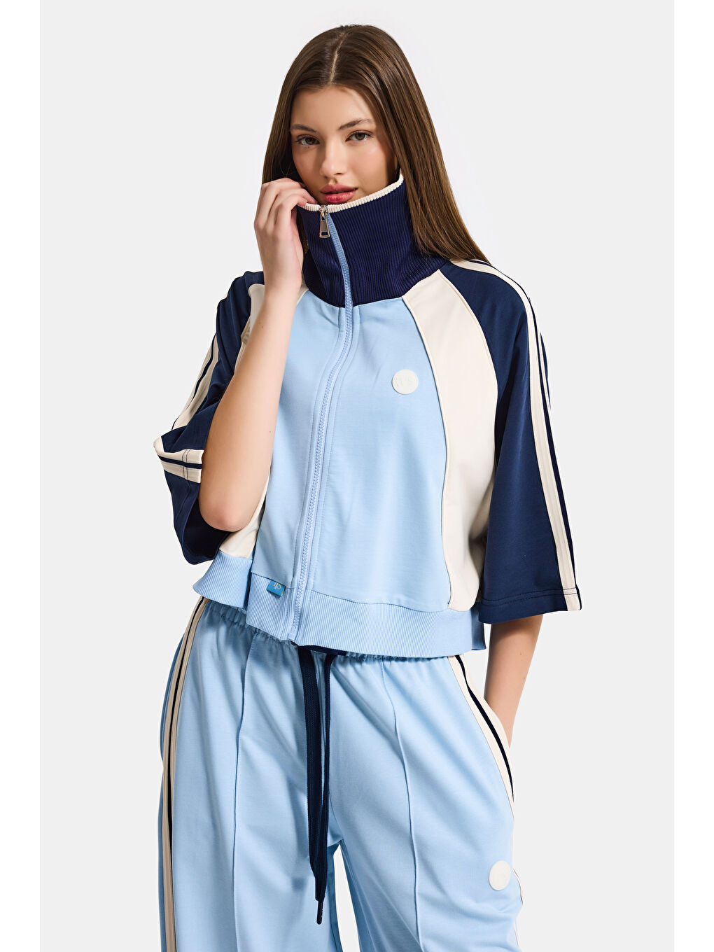 Kadın Bebe Mavi s6-103 Sweatshirt Yürüyüş Eşofman Pantolonu 2'li Tasarım Takım-2