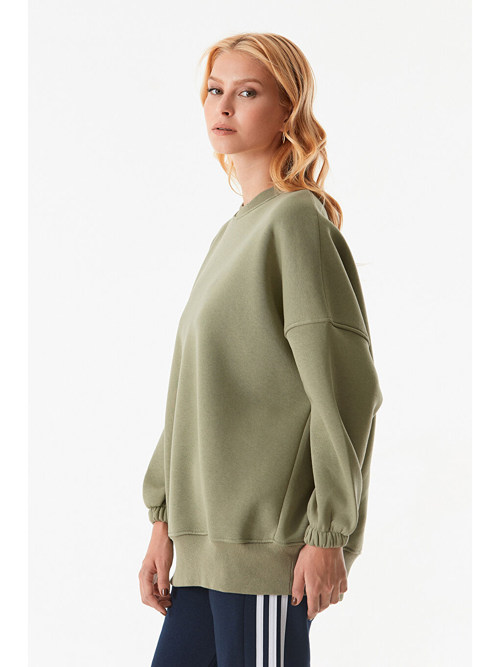 Fullamoda Haki Basic Bisiklet Yaka Sweatshirt - 2