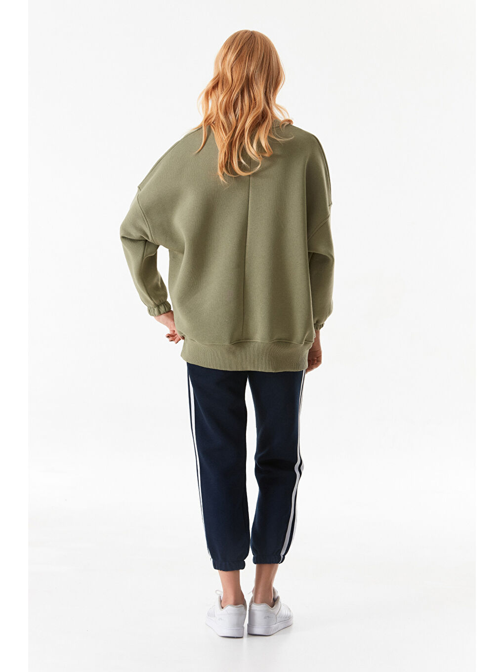 Fullamoda Haki Basic Bisiklet Yaka Sweatshirt - 3