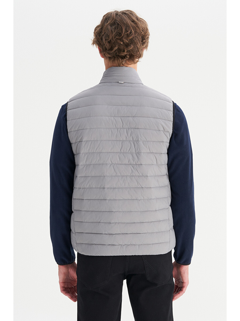 Gri Regular Fit Normal Kesim Dik Yaka Cepli Şişme Yelek-6