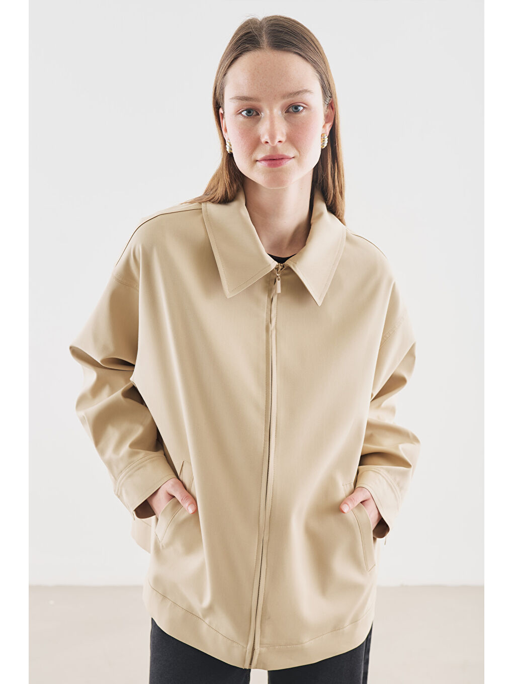 Manşet Detaylı Ceket Bej-3