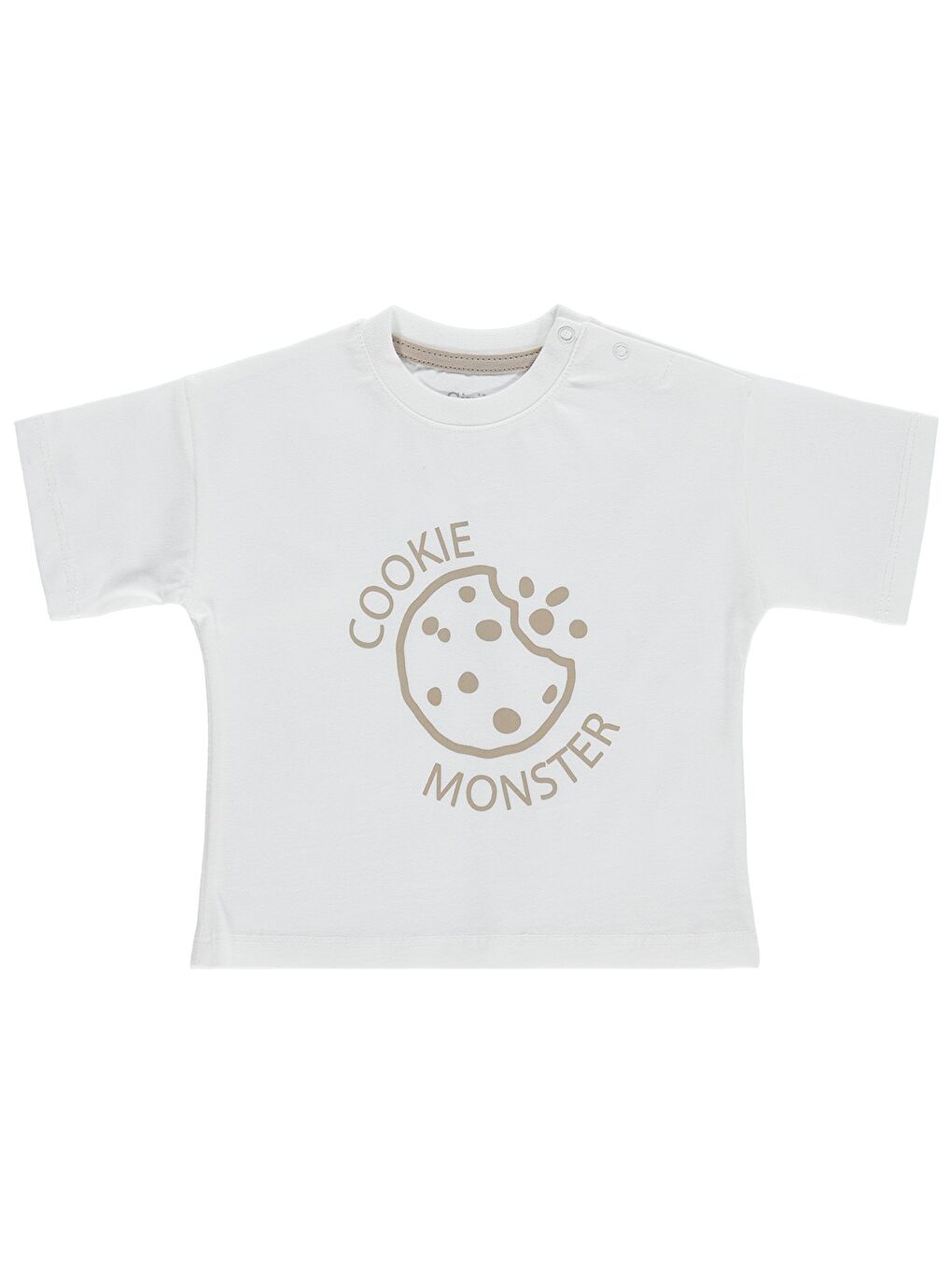 Baby Cookie Monster 3-12 Ay Tişört - Ekru