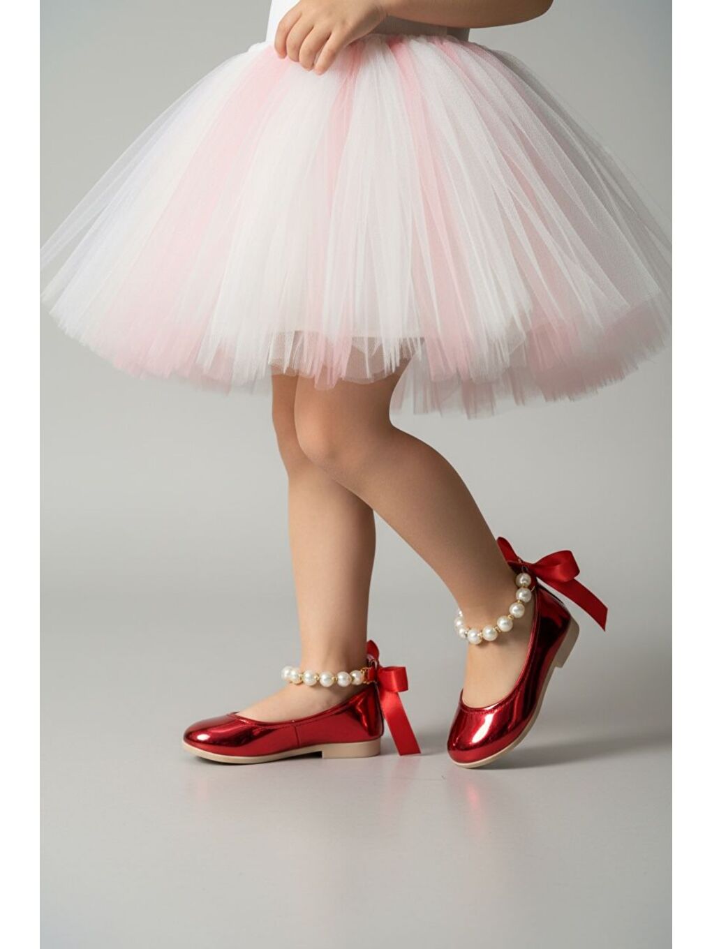 Kırmızı İncili Kız Çocuk Babet