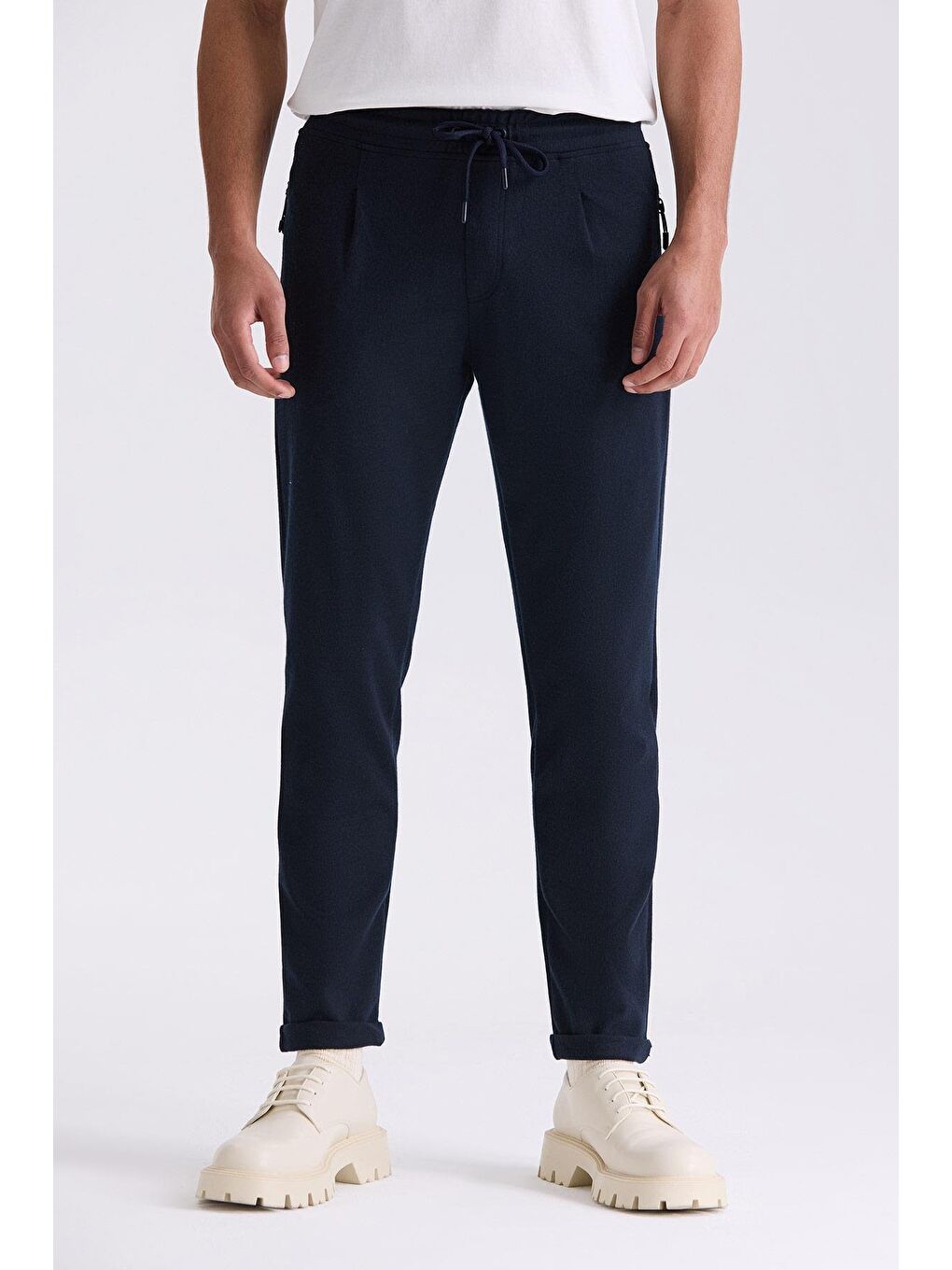 Lacivert Slim Fit Beli Lastikli Jogger Pantolon