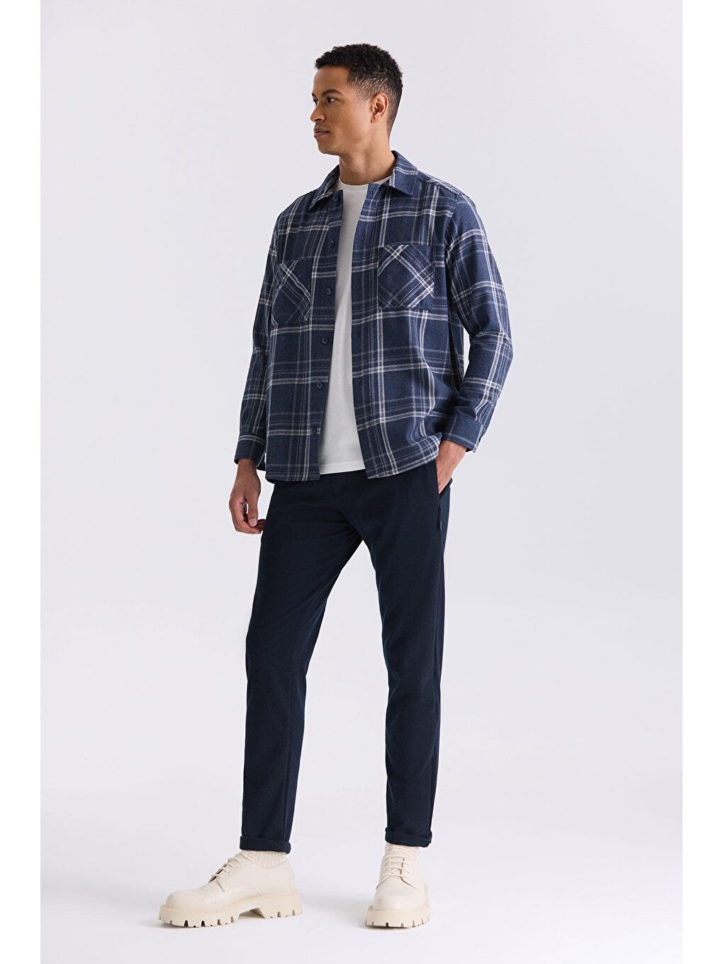 Lacivert Slim Fit Beli Lastikli Jogger Pantolon-1