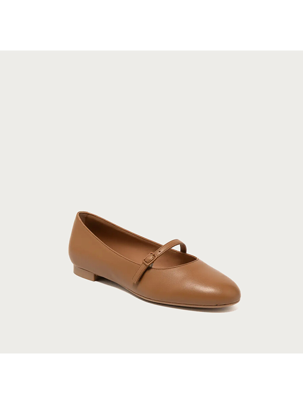 Kahverengi Kadın Babet 70P5 Leather Ballet Flats With Strap-1