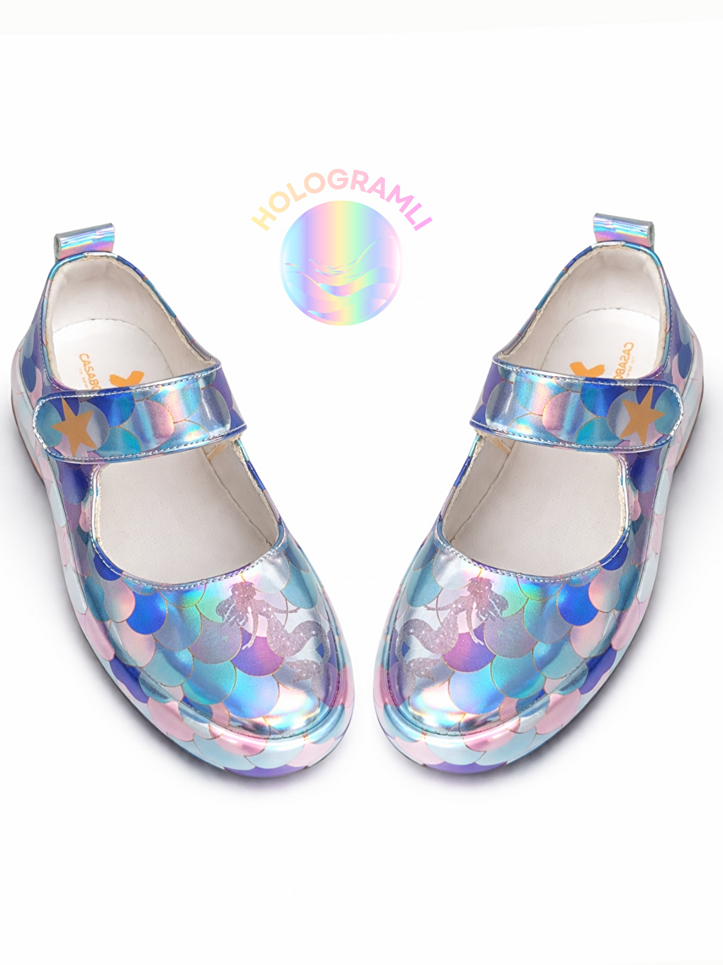 Mermaid Gri Hologramlı Kız Çocuk Ortopedik Babet-2