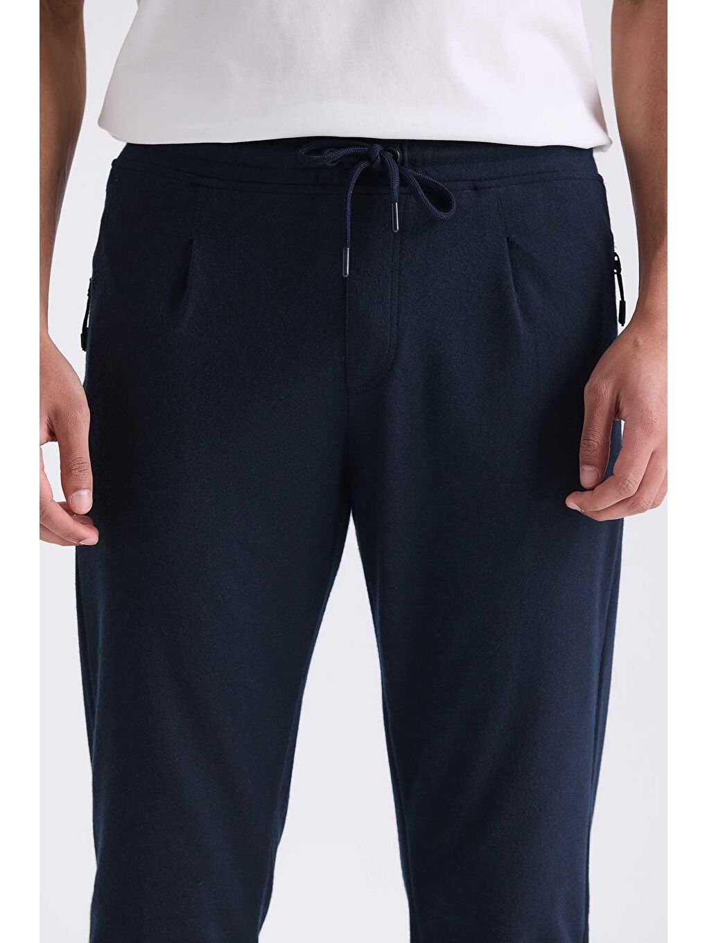 Lacivert Slim Fit Beli Lastikli Jogger Pantolon-2