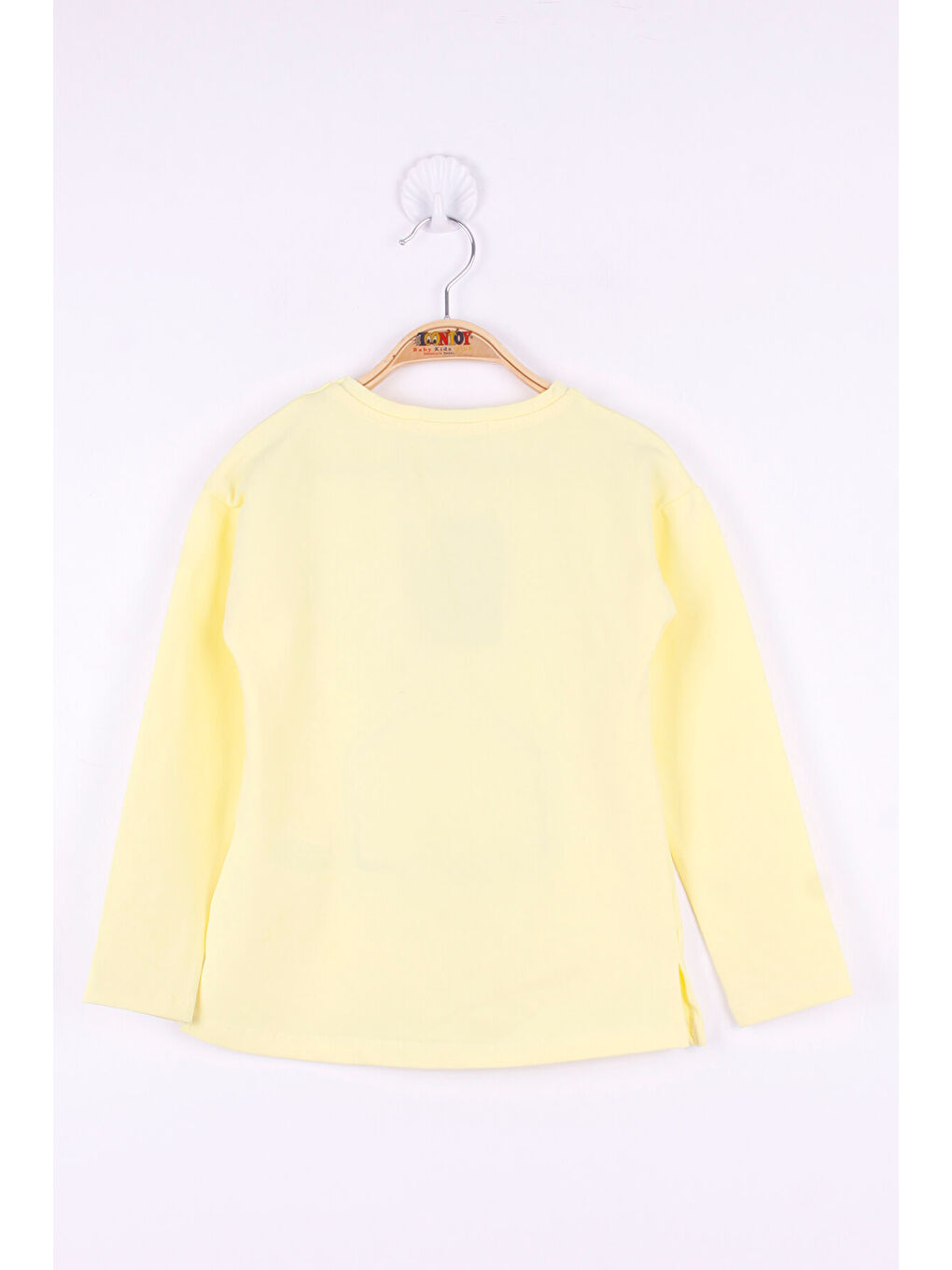 Sarı Kız Çocuk Kedi Baskılı T-Shirt-1