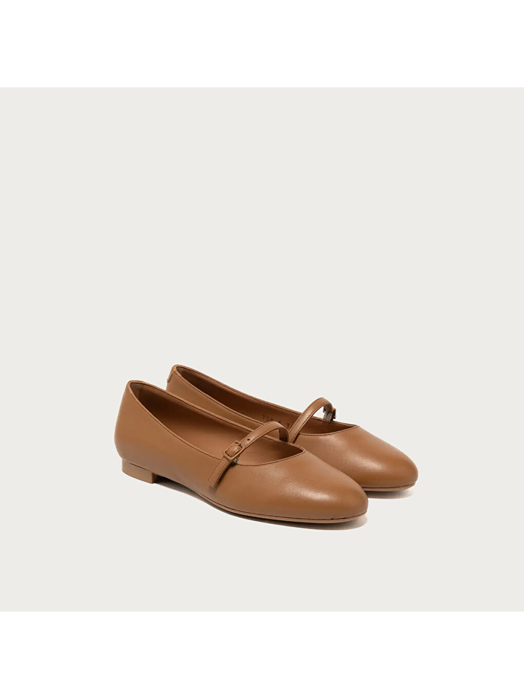 Kahverengi Kadın Babet 70P5 Leather Ballet Flats With Strap-2