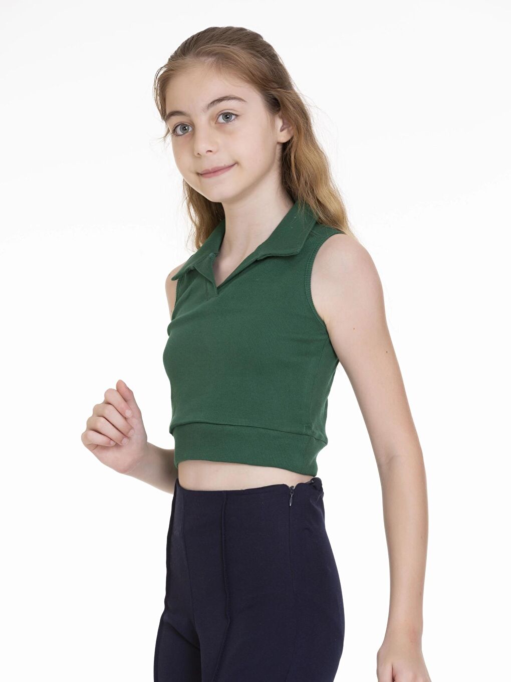 Yeşil Baskısız Yakalı Crop 6962-1