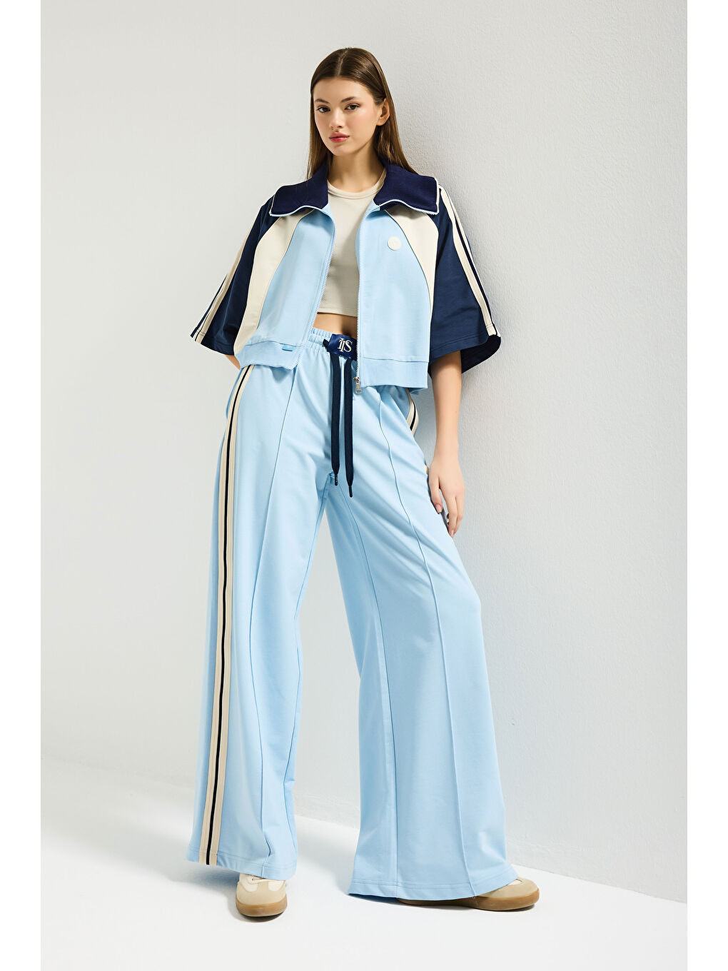 Kadın Bebe Mavi s6-103 Sweatshirt Yürüyüş Eşofman Pantolonu 2'li Tasarım Takım-4