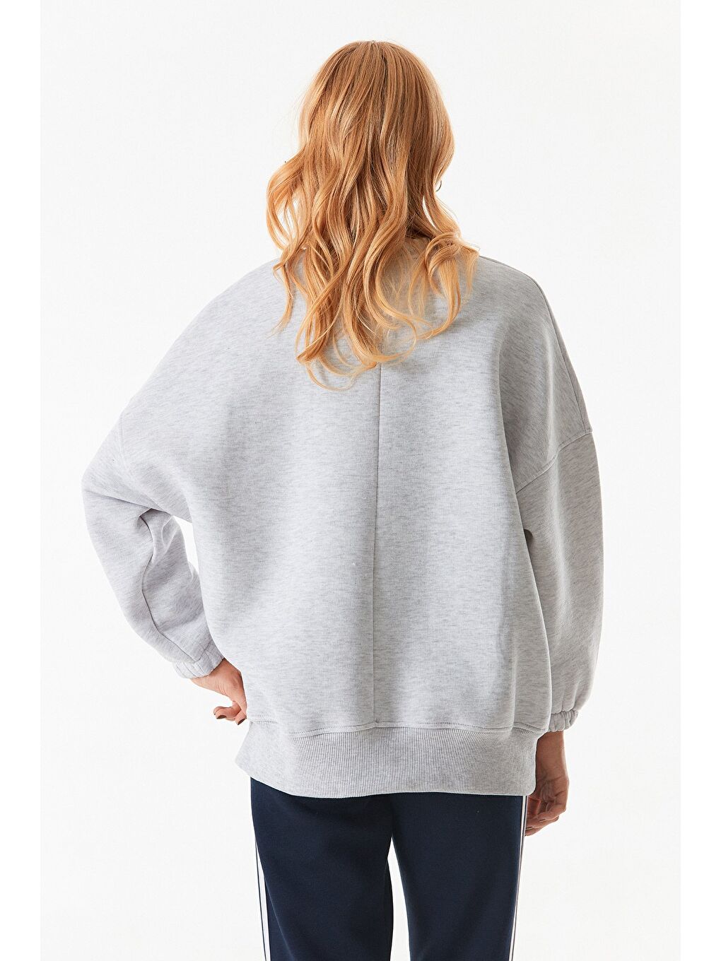 Fullamoda Gri Basic Bisiklet Yaka Sweatshirt - 3