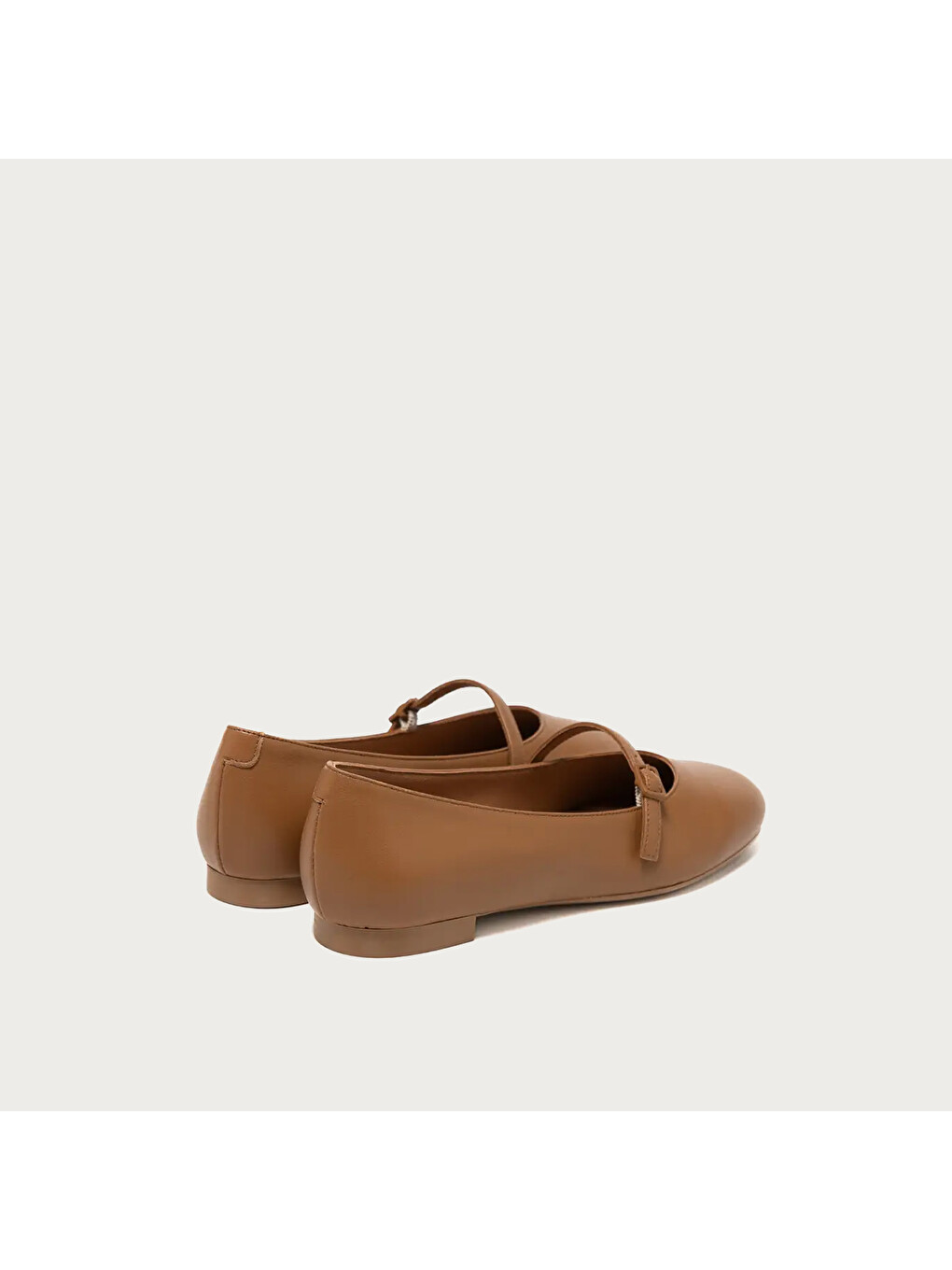 Kahverengi Kadın Babet 70P5 Leather Ballet Flats With Strap-3