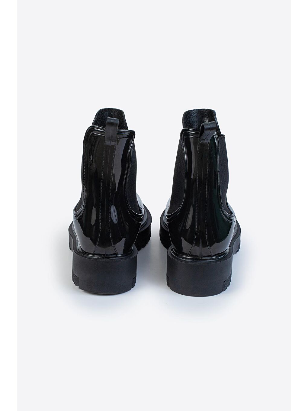 Siyah Parlak Chelsea Yağmur Botu-2