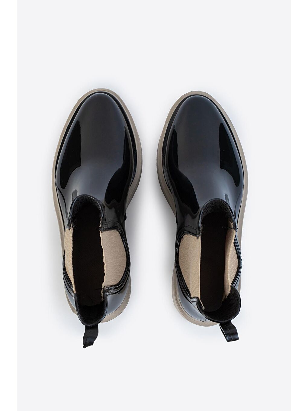 Bej Parlak Chelsea Yağmur Botu-5