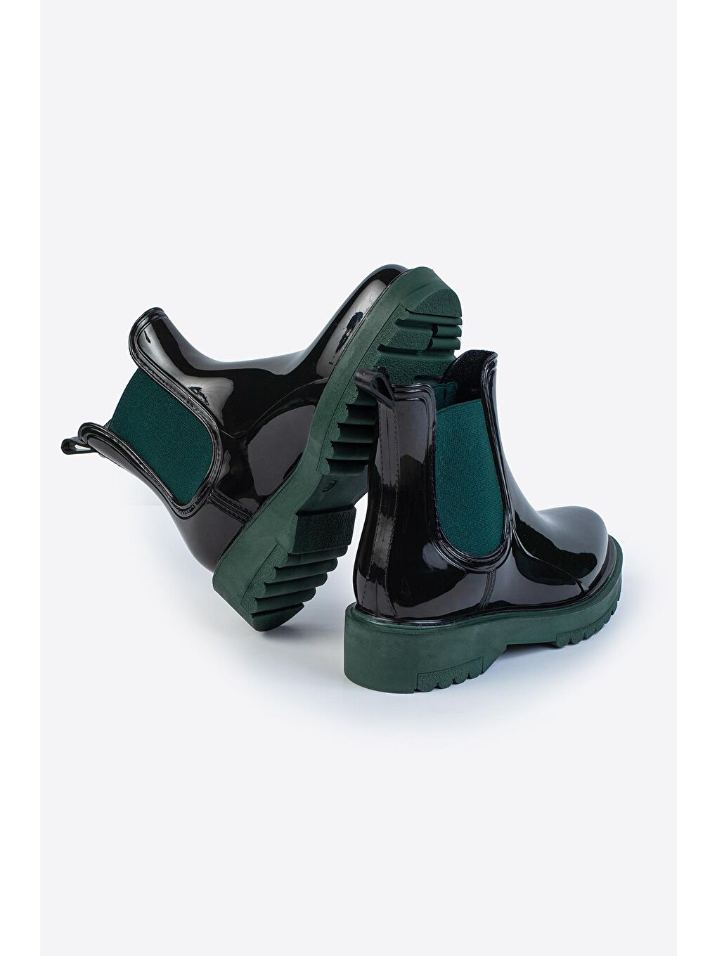 Yeşil Parlak Chelsea Yağmur Botu-3