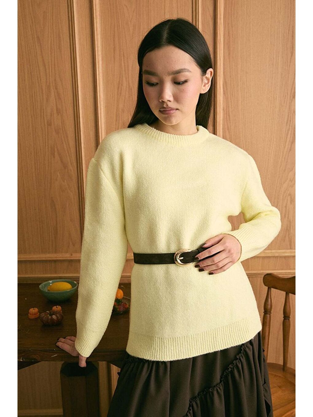 Limon Sarısı Triko Kazak-1