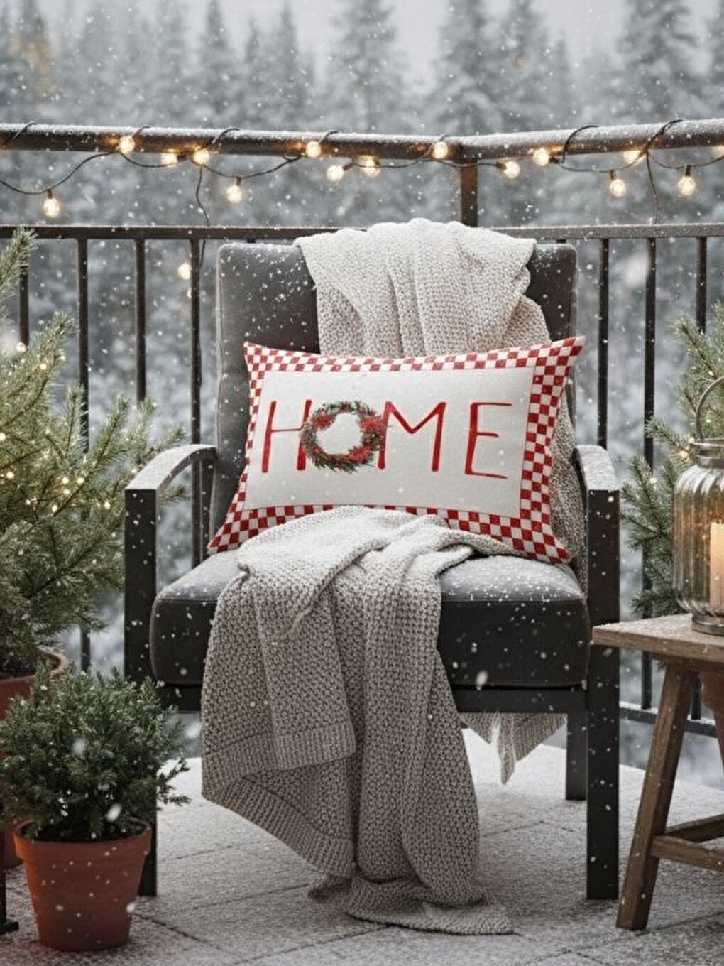 Kırmızı Home Desen Yılbaşı Kadife Dikdörtgen Kırlent Kılıfı 35x55 cm Çift Taraf Baskılı Fermuarlı