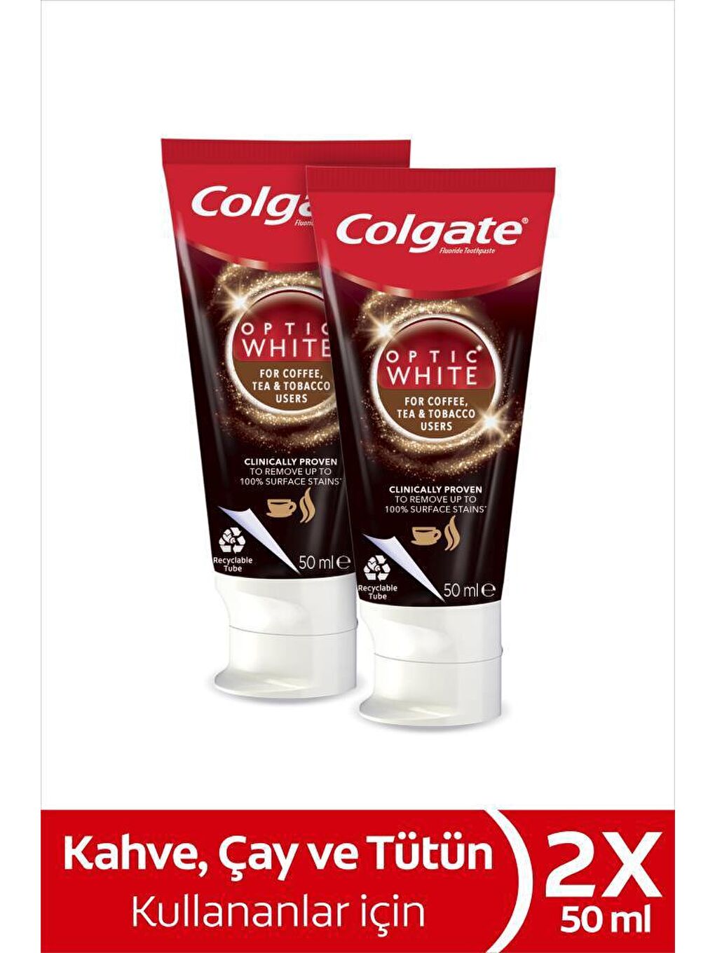 Colgate Karışık Optic White Kahve  Beyazlatıcı Diş Macunu 50 ml x2 Adet