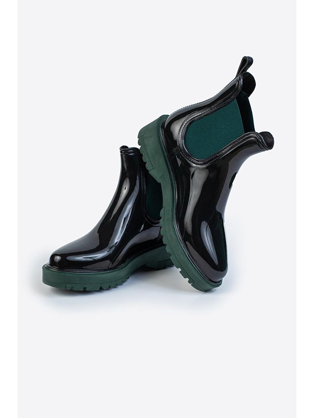 Yeşil Parlak Chelsea Yağmur Botu-4
