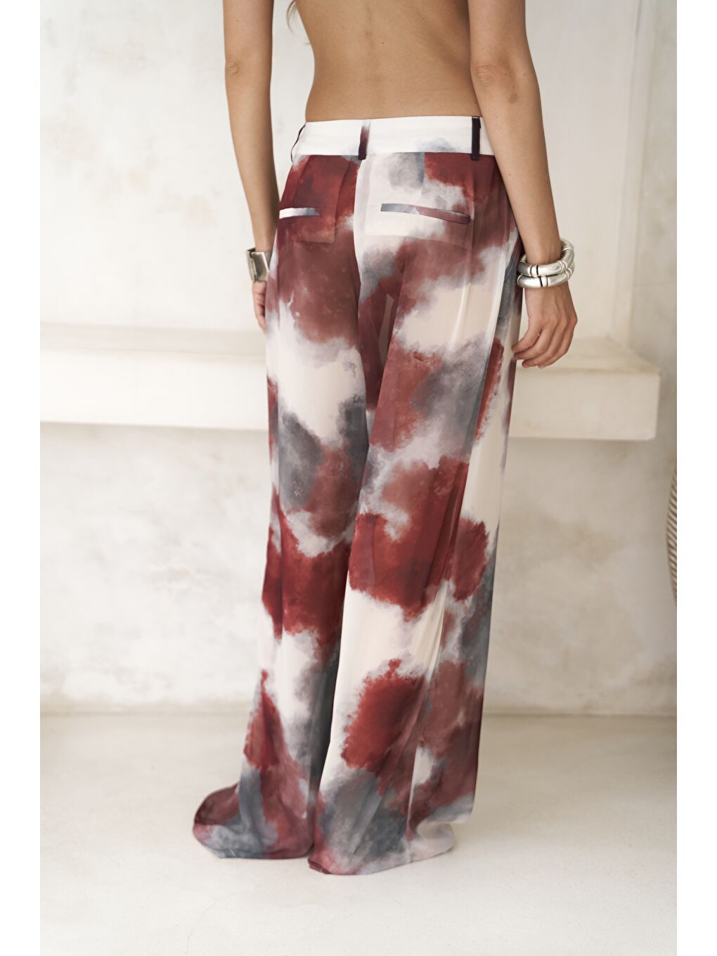 Budiono Transparan Patlı Bordo Pantolon-1