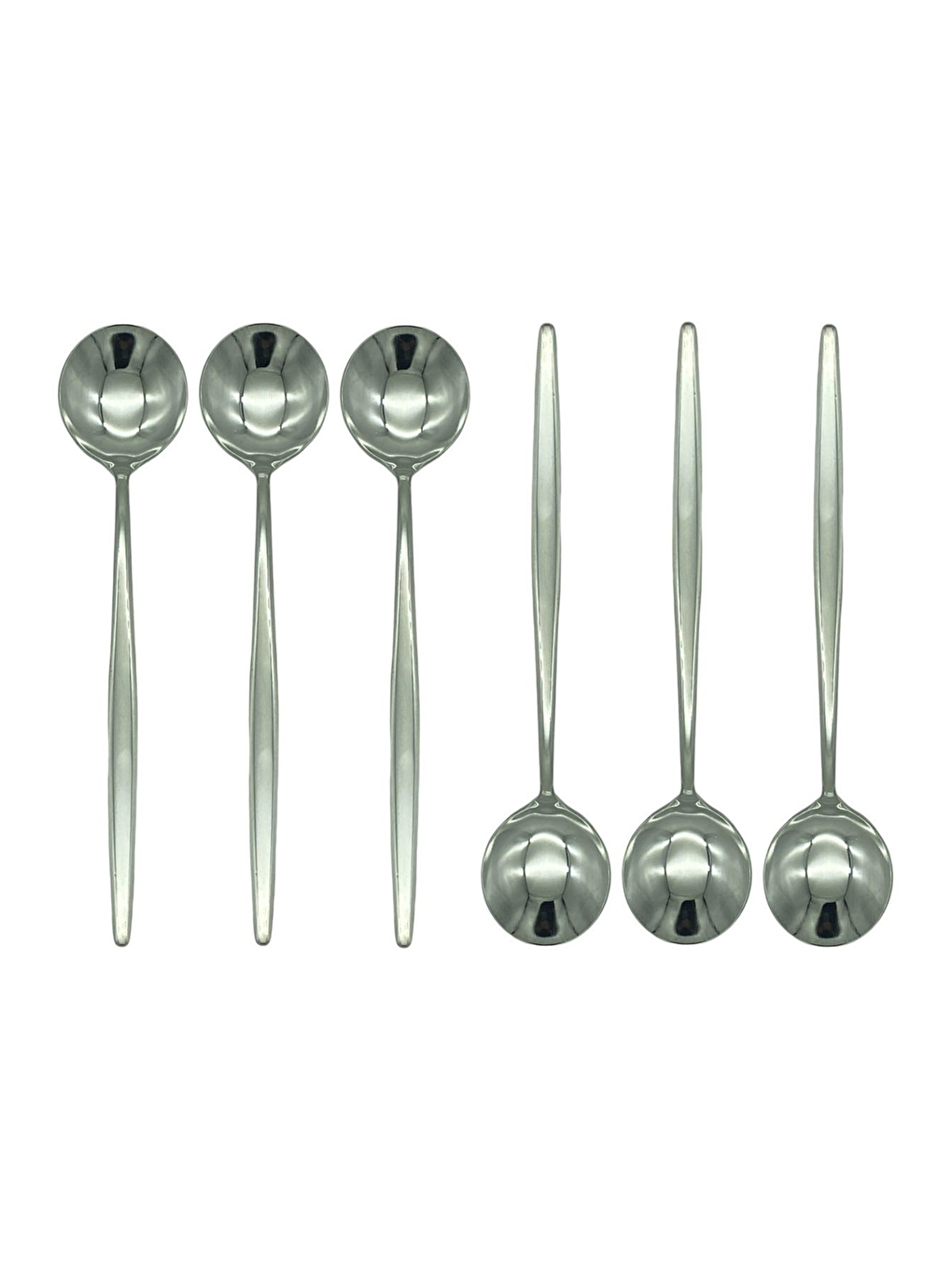 Gri Gümüş Yuvarlak Tatlı Sunum Kaşığı Seti Kahvaltı Kaşık Seti Kutulu Paslanmaz Çelik 6 Adet 18 cm-3