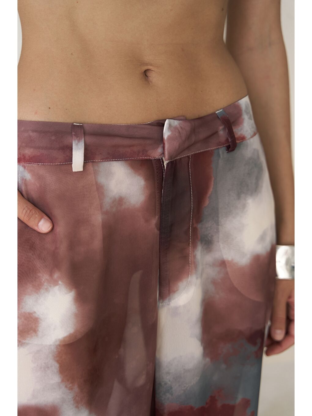 Budiono Transparan Patlı Bordo Pantolon-2