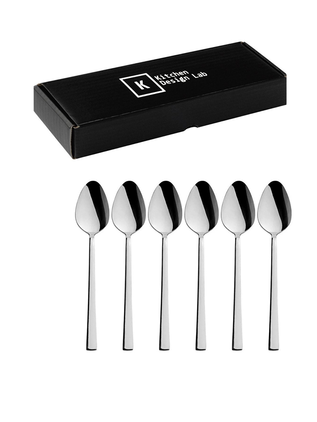 Gri Parlak Gümüş Tatlı Kaşığı Seti Kahvaltı Kaşık Seti Kutulu Paslanmaz Çelik 6 Adet-1