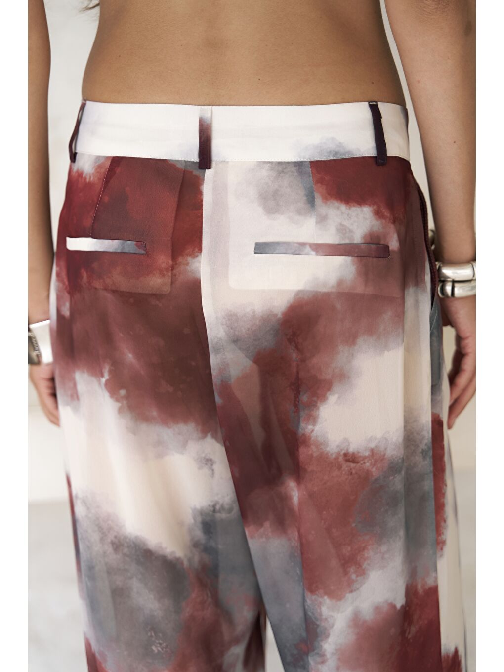 Budiono Transparan Patlı Bordo Pantolon-3