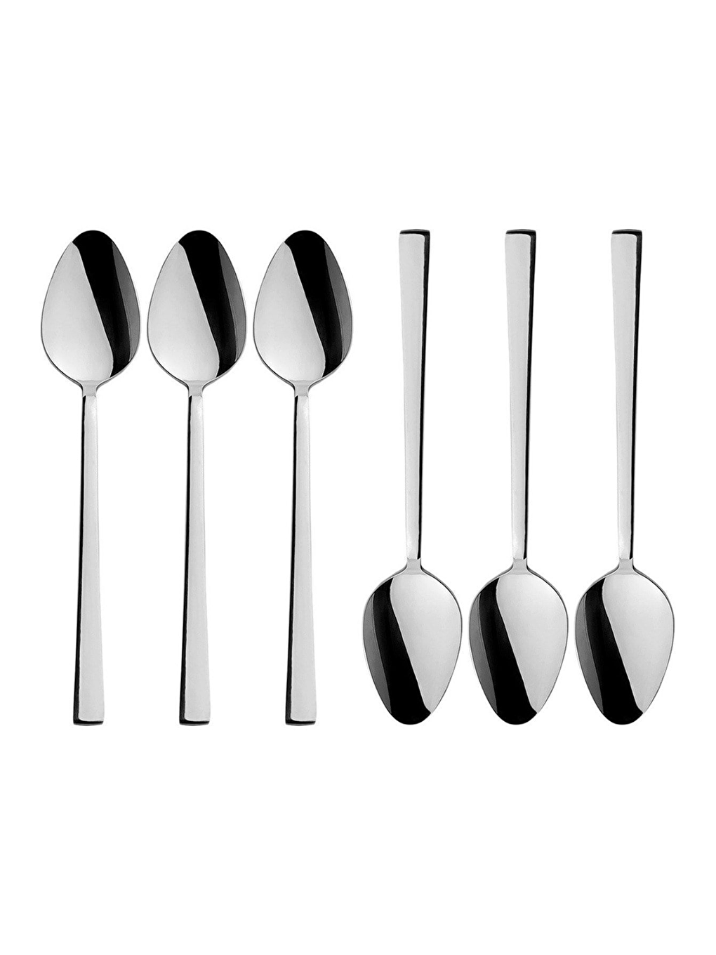 Gri Parlak Gümüş Tatlı Kaşığı Seti Kahvaltı Kaşık Seti Kutulu Paslanmaz Çelik 6 Adet-2